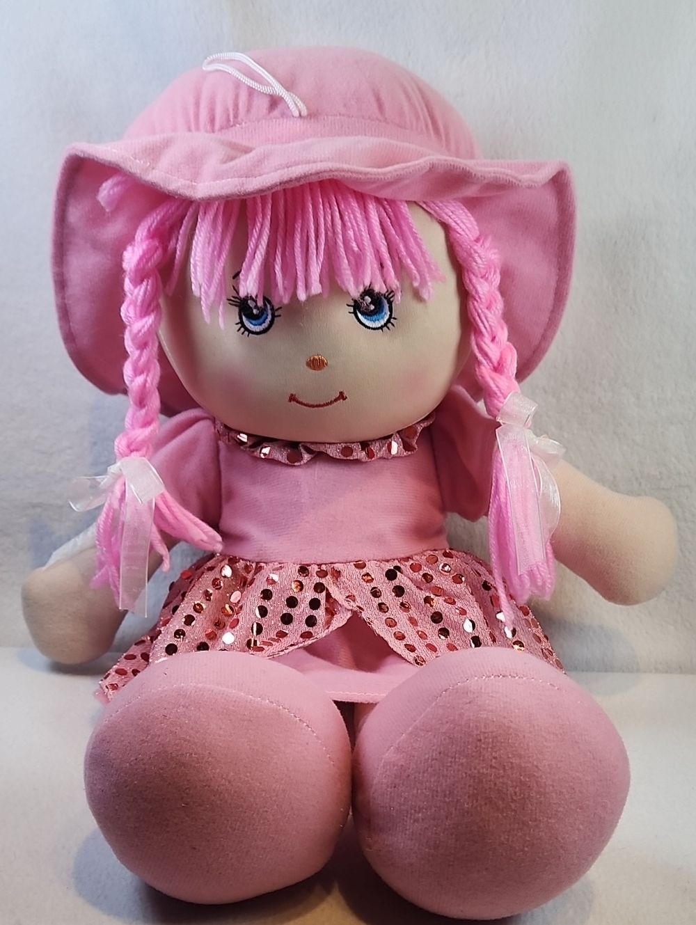Pink Sequin-Skirt Plush Rag Doll - Soft Cuddle Toy